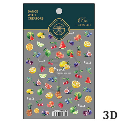 Καλοκαιρινό φρέσκο ζωηρό φρούτο πράσινο λεμόνι ροδάκινο καρπούζι με βατόμουρο φράουλα 3D διακοσμητικό αυτοκόλλητο νυχιών 5D μαλακά ανάγλυφα αυτοκόλλητα