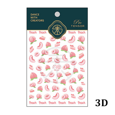 Καλοκαιρινό φρέσκο ζωηρό φρούτο πράσινο λεμόνι ροδάκινο καρπούζι με βατόμουρο φράουλα 3D διακοσμητικό αυτοκόλλητο νυχιών 5D μαλακά ανάγλυφα αυτοκόλλητα