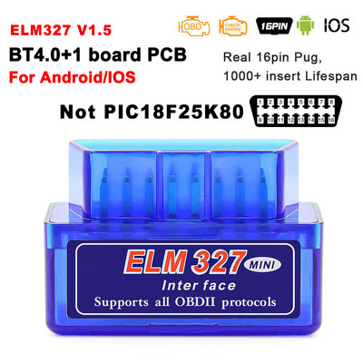 Androidi/IOS-i jaoks ELM327 V1.5 Bluetooth 4.0 OBD2 skanner Auto autodiagnostika tööriistad ODB2 skannimine OBD 2 koodilugeja ELM 327 V 1 5