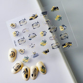 Vintage ókori kínai tintafestmény bambusz díszlet hal nemes hagyományos 5D köröm matrica dekoráció 3D öntapadó matrica