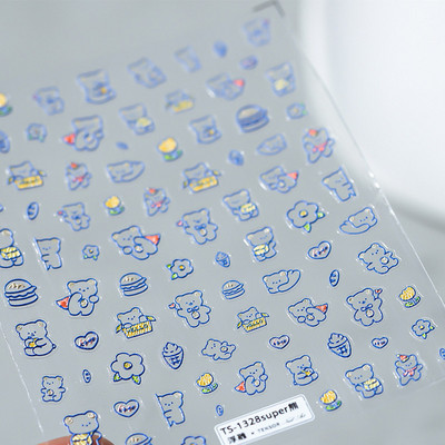 Slatki cvijet Srce Sunce Duga Crtić Uskrsno jaje Zeko 5D reljefni reljef Samoljepljiva dekoracija Naljepnica za nokte 3D DIY naljepnica