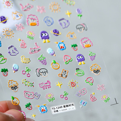 Slatki cvijet Srce Sunce Duga Crtić Uskrsno jaje Zeko 5D reljefni reljef Samoljepljiva dekoracija Naljepnica za nokte 3D DIY naljepnica