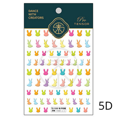 Slatki cvijet Srce Sunce Duga Crtić Uskrsno jaje Zeko 5D reljefni reljef Samoljepljiva dekoracija Naljepnica za nokte 3D DIY naljepnica