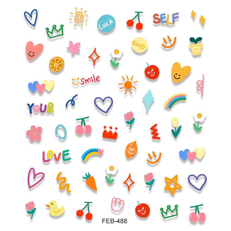 Slatki cvijet Srce Sunce Duga Crtić Uskrsno jaje Zeko 5D reljefni reljef Samoljepljiva dekoracija Naljepnica za nokte 3D DIY naljepnica