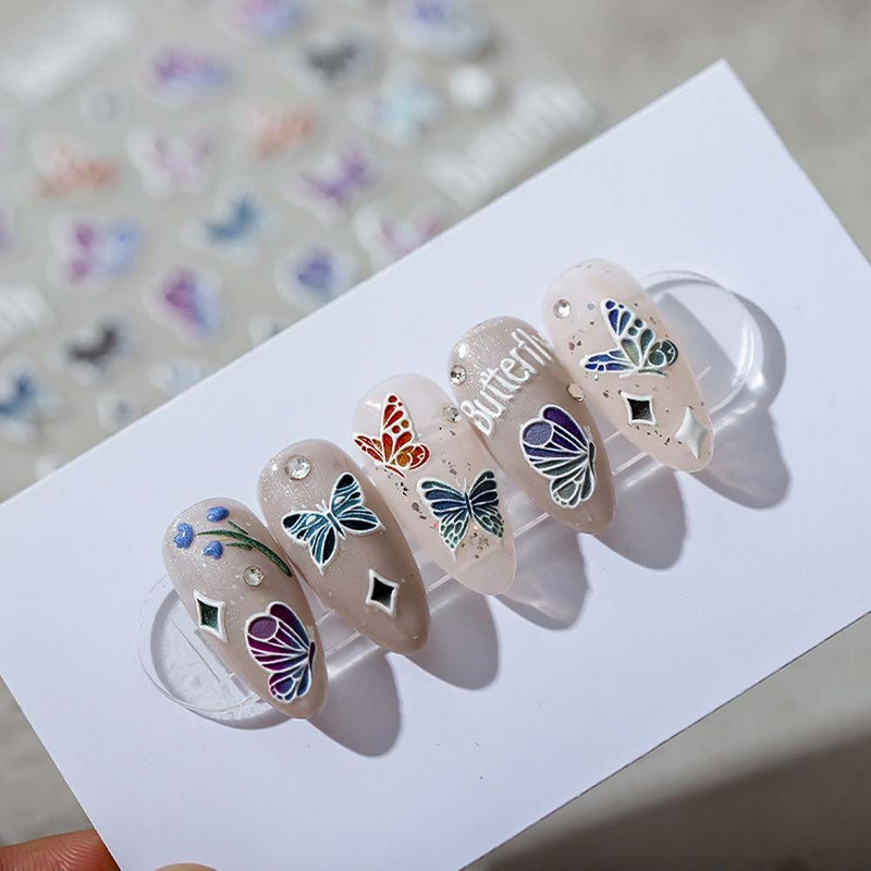 Lapai Juostelė Manikiūro Priedai Drugeliai Nagų Lipdukai Daisy Nagų Lipdukai Gėlės Nagų Lipdukai Nagų Dailės Dekoracijos