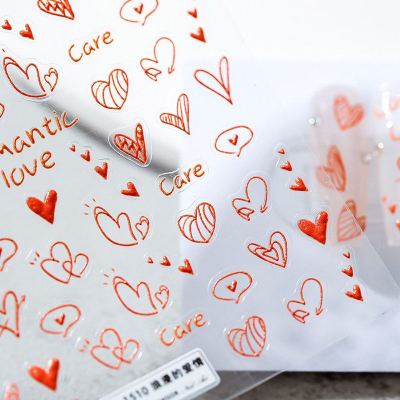 Liimitav inglise tähestiku maniküüri tarvikud Südameküünte kleebised Inglise tähed Küünekleebised Küünekaunistused