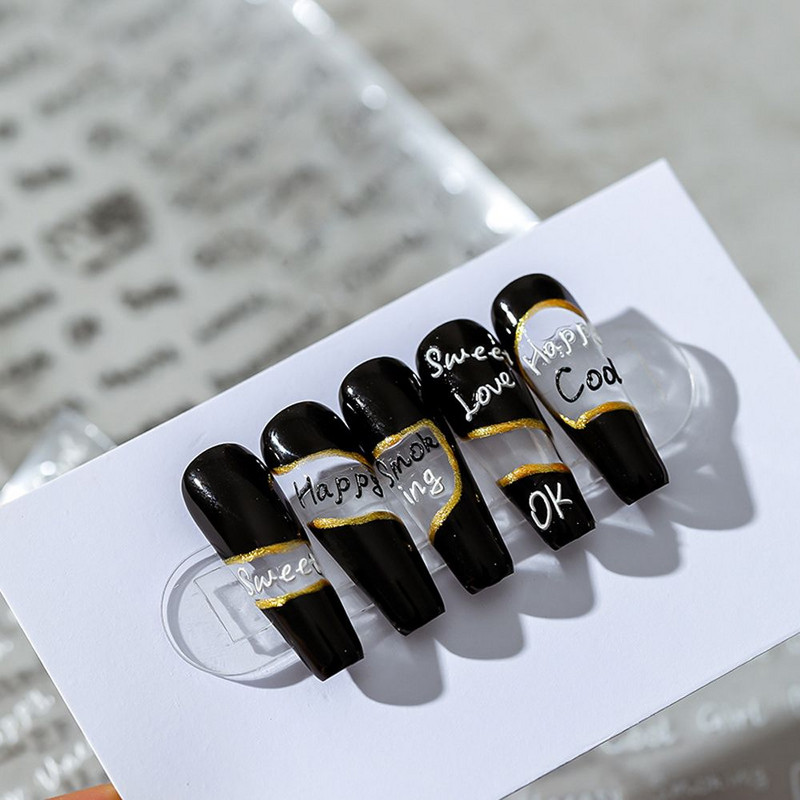 Liimitav inglise tähestiku maniküüri tarvikud Südameküünte kleebised Inglise tähed Küünekleebised Küünekaunistused