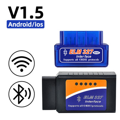 OBD2 szkenner ELM327 V1.5 WIFI Bluetooth OBD 2 diagnosztikai érzékelő kódolvasó eszköz Android IOS szkenner javító diagnosztikai eszközhöz