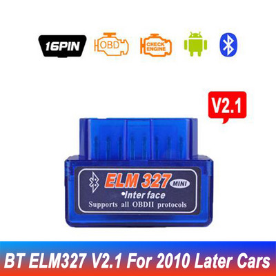 Mini ELM327 V1.5/V2.1 OBD2 skaitytuvo įrankis Bluetooth ELM327 automobilių diagnostikos įrankiai ELM327 palaikymas Android Torque/Symbian Works
