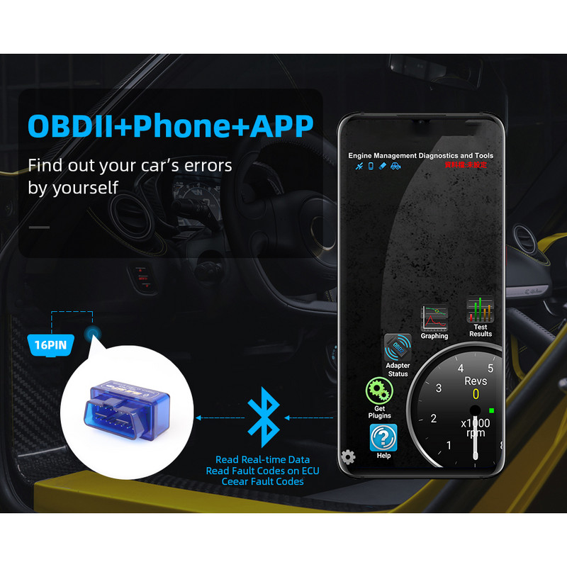 Mini ELM327 V1.5/V2.1 OBD2 skaitytuvo įrankis Bluetooth ELM327 automobilių diagnostikos įrankiai ELM327 palaikymas Android Torque/Symbian Works