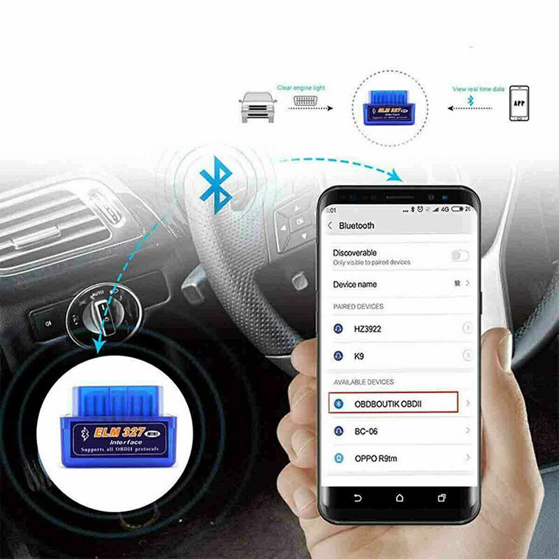 Super Mini ELM327 V2.1 Bluetooth kompatibilan OBD skener na Android prozoru Alat za dijagnostiku automobila Detekcija grešaka OBD II čitač kodova