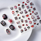 Noć vještica Strašni kostur Usta Srce Visceralni organ Plućni cvijet 5D reljefni reljef Samoljepljive naljepnice za nokte 3D naljepnica Žena