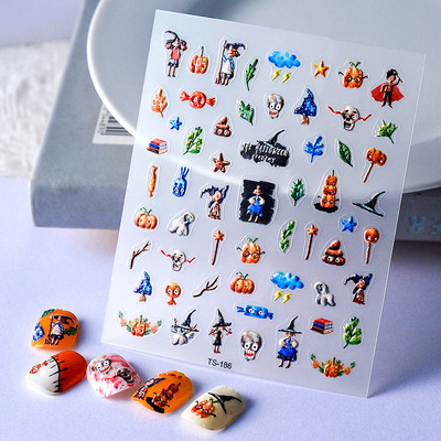 Noć vještica Strašni kostur Usta Srce Visceralni organ Plućni cvijet 5D reljefni reljef Samoljepljive naljepnice za nokte 3D naljepnica Žena