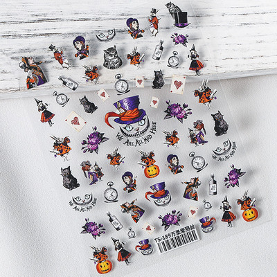 Noć vještica Strašni kostur Usta Srce Visceralni organ Plućni cvijet 5D reljefni reljef Samoljepljive naljepnice za nokte 3D naljepnica Žena