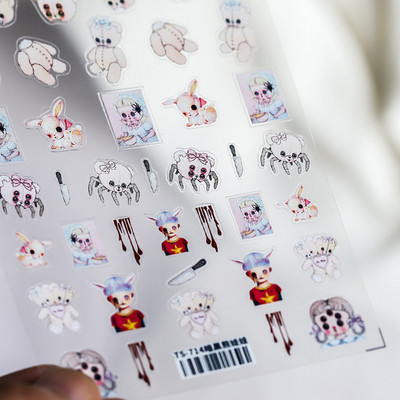 Noć vještica Strašni kostur Usta Srce Visceralni organ Plućni cvijet 5D reljefni reljef Samoljepljive naljepnice za nokte 3D naljepnica Žena