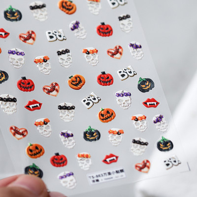 Noć vještica Strašni kostur Usta Srce Visceralni organ Plućni cvijet 5D reljefni reljef Samoljepljive naljepnice za nokte 3D naljepnica Žena