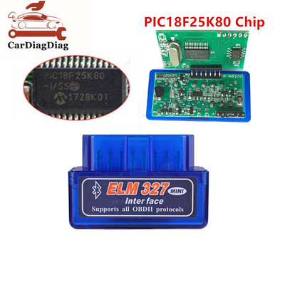 Cititorul de coduri de interfață OBD2 cu cip auto Bluetooth 2PCB ELM327 V1.5 PIC18F25K80 de cea mai bună calitate funcționează pe instrumentul de scanare Android