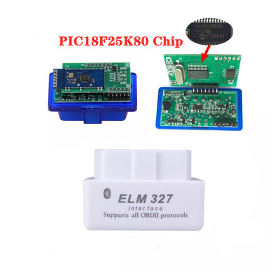 Geriausios kokybės „Bluetooth 2PCB ELM327 V1.5 PIC18F25K80 Chip Car OBD2“ sąsajos kodų skaitytuvas veikia „Android“ nuskaitymo įrankyje