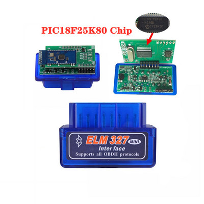 Geriausios kokybės „Bluetooth 2PCB ELM327 V1.5 PIC18F25K80 Chip Car OBD2“ sąsajos kodų skaitytuvas veikia „Android“ nuskaitymo įrankyje