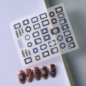 Retro lilledega pildiraam Vintage 5D pehme reljeefsed reljeefid isekleepuvad küünekunstiga kaunistused kleebis maniküüri kleebis populaarne naine