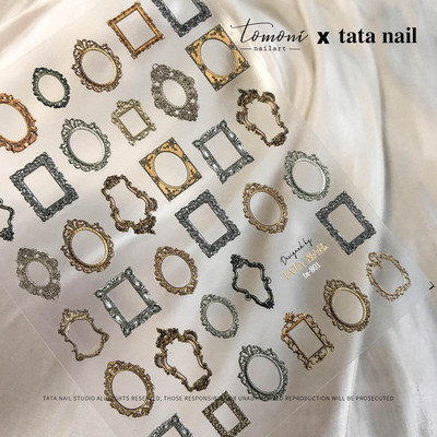 Retro lilledega pildiraam Vintage 5D pehme reljeefsed reljeefid isekleepuvad küünekunstiga kaunistused kleebis maniküüri kleebis populaarne naine