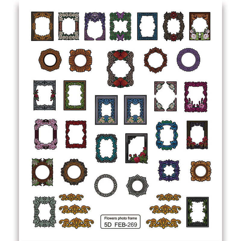 Retro lilledega pildiraam Vintage 5D pehme reljeefsed reljeefid isekleepuvad küünekunstiga kaunistused kleebis maniküüri kleebis populaarne naine