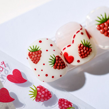 Φρούτα Αυτοκόλλητα Αξεσουάρ Μανικιούρ DIY Διακοσμήσεις νυχιών φράουλα Αυτοκόλλητα νυχιών λουλούδια Αυτοκόλλητα νυχιών