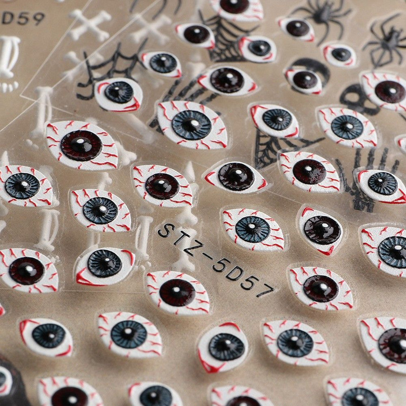 Dekoracija Salon za nokte Noć vještica Pumpkin Naljepnice za nokte Naljepnice za manikuru Naljepnice s reljefom za nokte 5D ljepljive naljepnice