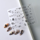 Παραδοσιακή κινεζική ζωγραφική με μελάνι χαρακτήρων Μαύρο μπαμπού Panda Orchid 3D αυτοκόλλητο αυτοκόλλητο μανικιούρ νυχιών 5D χαλκομανίες γυναίκα