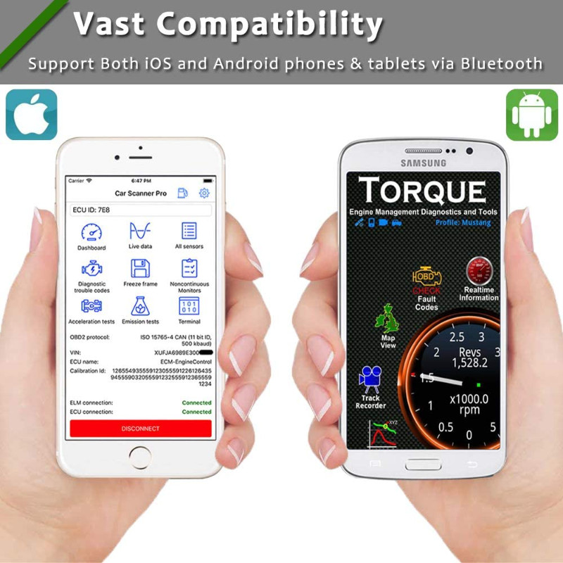 NAUJIENA!! Bluetooth 4.0 ELM327 OBD2 OBD skaitytuvas, skirtas IOS / Android 2 viename kodų skaitytuvas Išvalyti klaidų diagnostikos įrankio patikrinimo variklio lemputę