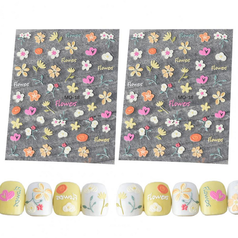 2 tk küünekleebised Armsad õrnad tulbi vikerkaare jänku 3D küünekleebised glamuursete ja unistavate sõrmedega küünekleebiste jaoks