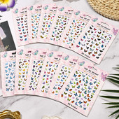 1 lakštas Nagų dailės lipdukai Spalvingi drugeliai gėlių gėlės Nugaros klijai Nagų lipdukai Manikiūro puošmena nagų galiukams Grožis