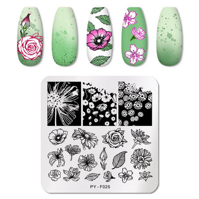 Шаблон за плоча за щамповане Стикери за нокти Дизайн Сладко цвете Комплект за ноктопластика От неръждаема стомана Пегатина за нокти Pegatinas Para Uñas