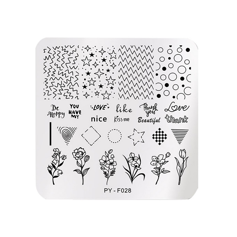 Ploča za utiskivanje Šablona Naljepnice za nokte Dizajn Slatki cvjetni set za uređenje noktiju Pretisak od nehrđajućeg čelika Pegatinas Para Uñas