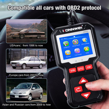 KONNWEI KW320 OBD2 Авто скенери за автомобили Професионален автомобилен четец на кодове за автомобили 9 езика Инструмент за диагностика на автомобили OBD
