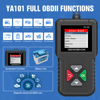 OBDResource Car OBD2 Scanner YA101 12V Full OBDII Functions Check Engine Error Code Reader Diagnostic Tool Free Update Lifetime