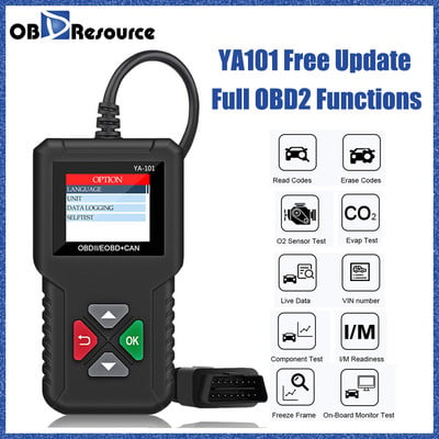 OBDResource Car OBD2 Scanner YA101 12V Full OBDII Functions Check Engine Error Code Reader Diagnostic Tool Free Update Lifetime