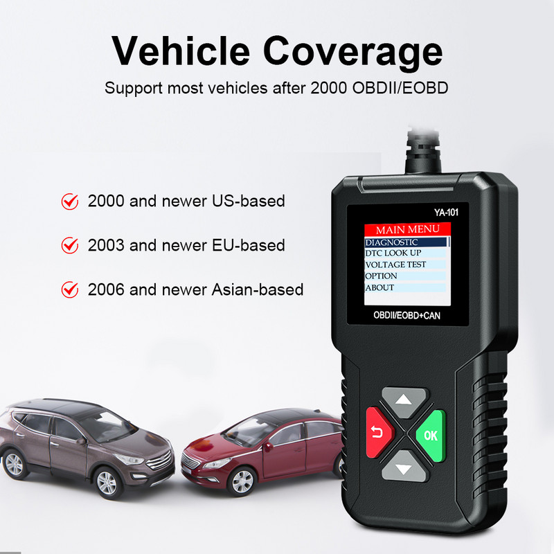 OBDResource Car OBD2 Scanner YA101 12V Full OBDII Functions Check Engine Error Code Reader Diagnostic Tool Free Update Lifetime