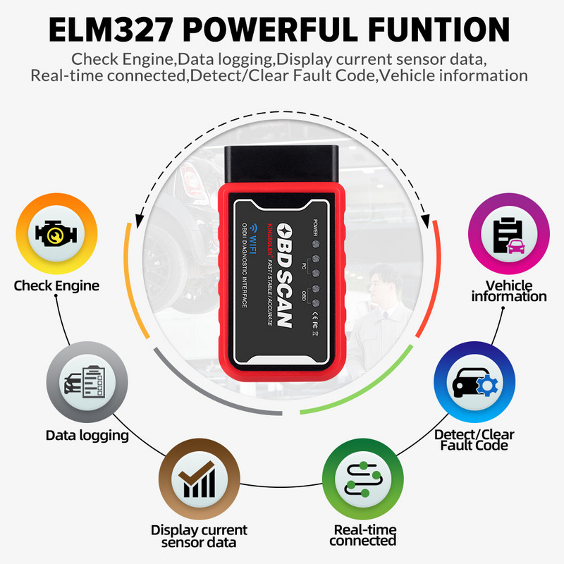ELM327 V1.5 OBD2 Scanner WiFi BT PIC18F25K80 Chip OBDII Diagnostic Tools for iPhone Android PC ELM 327 Auto Code Reader