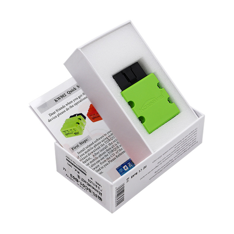 Uus Konnwei KW902 ELM327 V1.5 PIC18F25K80 Bluetooth OBD2 skanner OBD2 täielikud protokollid töötavad ICAR2 adapterina OBDII diagnostikatööriist