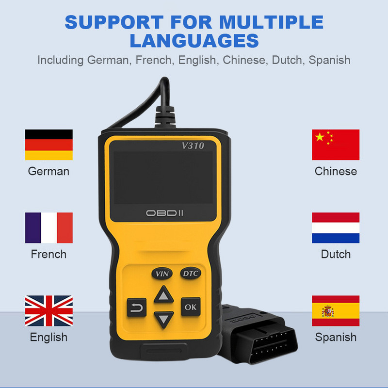 Automatikus hibaérzékelő digitális OBD2 autós szkenner LCD kijelző autódiagnosztikai érzékelő 80mA ellenőrző motor szkenner támogatás 9 protokoll