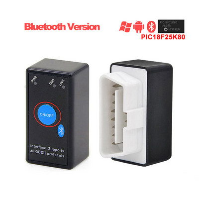 OBDII sõiduki diagnostika IOS/Android ELM327 Icar2 OBD2 skanner ELM327 WiFi/BT PIC18F25K80 kiip V1.5 Toide sisse/välja lülitiga 4MHz