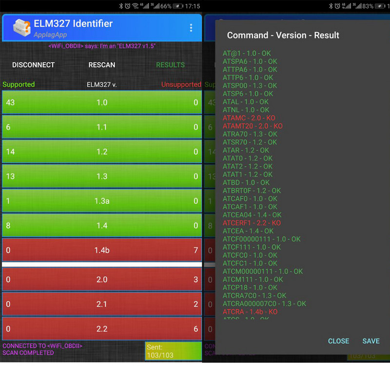 OBDII sõiduki diagnostika IOS/Android ELM327 Icar2 OBD2 skanner ELM327 WiFi/BT PIC18F25K80 kiip V1.5 Toide sisse/välja lülitiga 4MHz