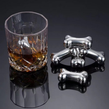 2/1 τμχ 3D Bone Modeling Cooler 304 από ανοξείδωτο ατσάλι Ice Cube Red Wine Whisky Vodka Cold Drink Refrigeration Tools