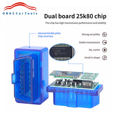 ELM327 diagnosztikai adapter Super Mini ELM 327 V1.5 BT PIC18F25K80 OBDII kódolvasóval OBD2 autós szkenner Androidra/PC-re