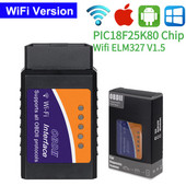 ELM327 V1.5 OBD2 skanner PIC18F25K80 kiip Wifi ELM 327 WIFI 1.5 autodiagnostika tööriist Androidi/IOS/Windowsi jaoks Tasuta kohaletoimetamine