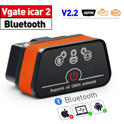 Vgate iCar2 WIFI Bluetooth V2.2 icar pro V2.3 autokoodilugeja OBD2 OBD 2auto diagnostika tööriist Androidile/IOS-ile PK ELM327