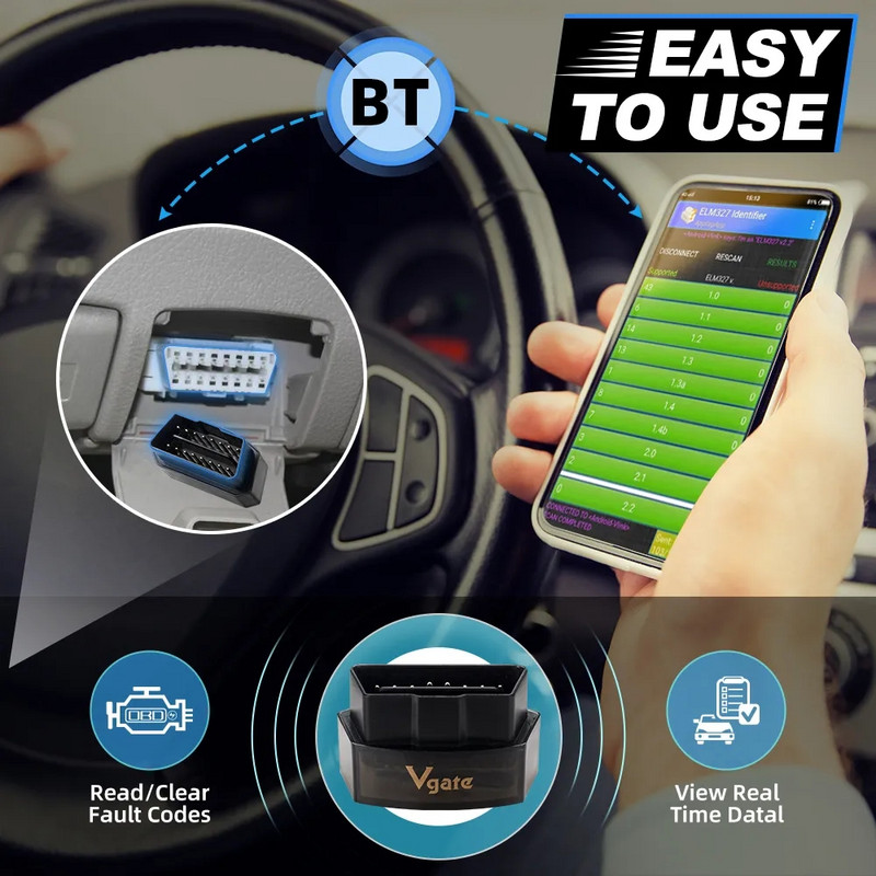 Vgate iCar2 WIFI Bluetooth V2.2 icar pro V2.3 autokoodilugeja OBD2 OBD 2auto diagnostika tööriist Androidile/IOS-ile PK ELM327