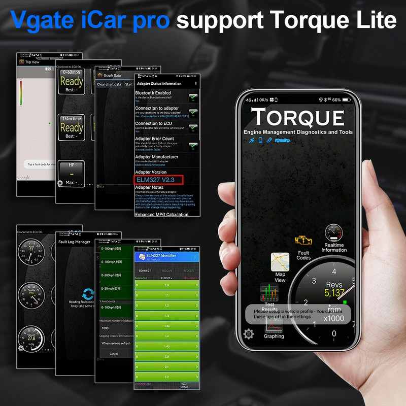 Vgate iCar2 WIFI Bluetooth V2.2 icar pro V2.3 autokoodilugeja OBD2 OBD 2auto diagnostika tööriist Androidile/IOS-ile PK ELM327