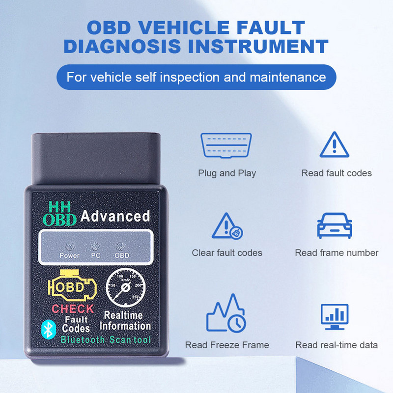 OBD2 autódiagnosztikai eszközök Bluetooth-kompatibilis V5.1 V2.1 kódolvasó eszköz vezeték nélküli automatikus hibaérzékelő Windows 7/8 Android rendszerhez